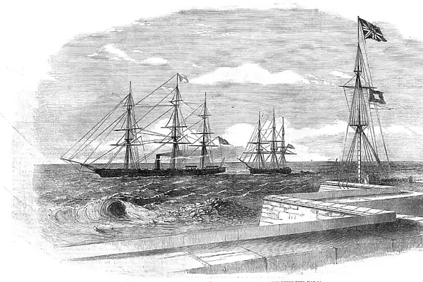 The British Steamer 'Bengal' bringing a supposed Russian Prize into Madras Harbour, 1854. Creator: Unknown. The British Steamer 'Bengal' bringing a supposed Russian Prize into Madras Harbour, 1854. Creator: Unknown