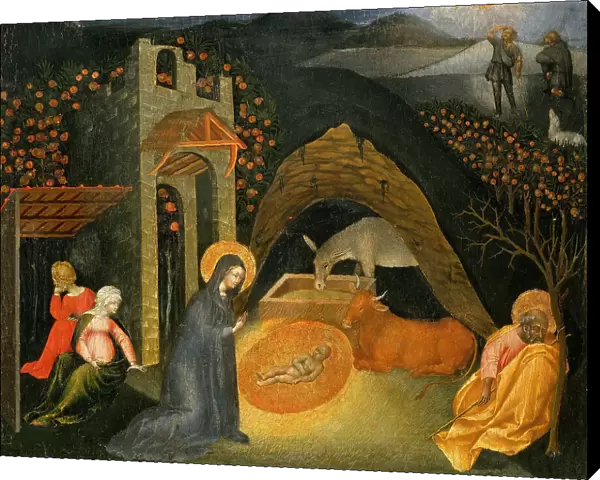 The Nativity with the Annunciation to the Shepherds, ca 1435. Creator: Giovanni di Paolo (ca 1403-1482)