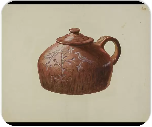 Pa. German Bean Pot with Lid, c. 1941. Creator: Henrietta S. Bukill