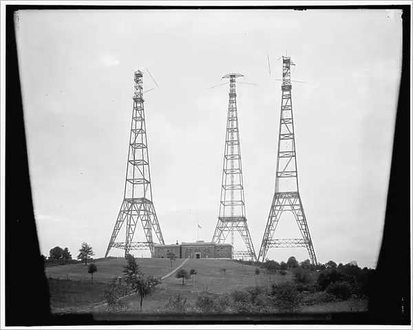 Radio towers, between 1910 and 1920. Creator: Harris & Ewing. Radio towers, between 1910 and 1920. Creator: Harris & Ewing