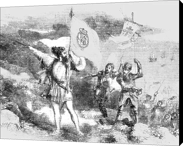 Columbus taking possession of the Island of St Salvador; Columbus and his Discoveries 1492, 1854. Creator: Unknown