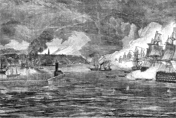 Bombardment of Odessa by the French and English Fleets on April 22, 1854, 1854. Creator: Unknown
