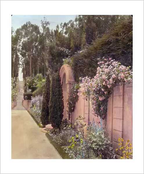'Villa Rose, ' Joseph Donahoe Grant house, 2260 Redington Road, Hillsborough, California, 1917. Creator: Frances Benjamin Johnston. 'Villa Rose, ' Joseph Donahoe Grant house, 2260 Redington Road, Hillsborough, California, 1917