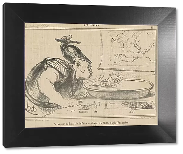 Se passant la fantaisie de faire naufrager la flotte Anglo-Française... 19th century. Creator: Honore Daumier