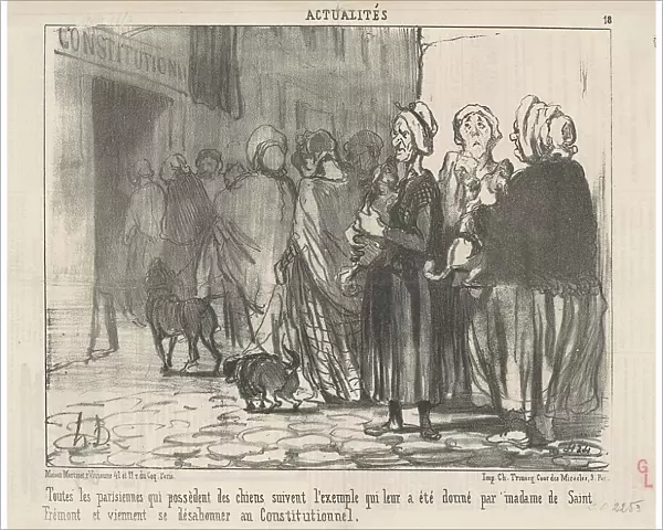 Toutes le Parisiennes qui possèdent des chiens... 19th century. Creator: Honore Daumier