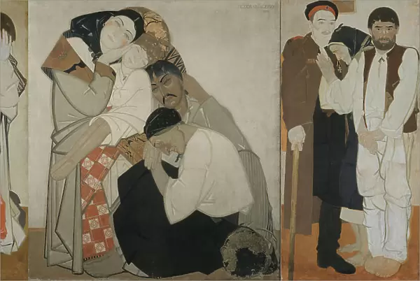 Triptych 'Life' (Love. Family. Return.), 1925-1927. Creator: Krychevsky, Fedir (1879-1947). Triptych 'Life' (Love. Family. Return.), 1925-1927. Creator: Krychevsky, Fedir (1879-1947)