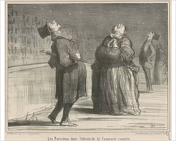 Les Parisiens dans l'attente de le... 19th century. Creator: Honore Daumier