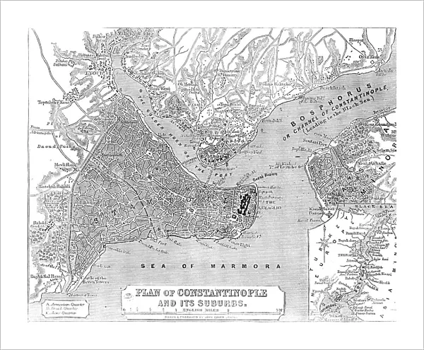 Plan of Constantinople and its Suburbs, 1856. Creator: John Dower