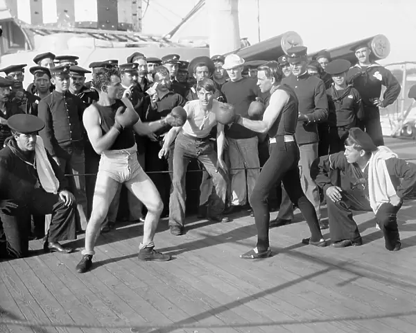 U.S.S. New York, a 10-round bout, anniversary of Santiago, 1899 July 3. Creator: Unknown