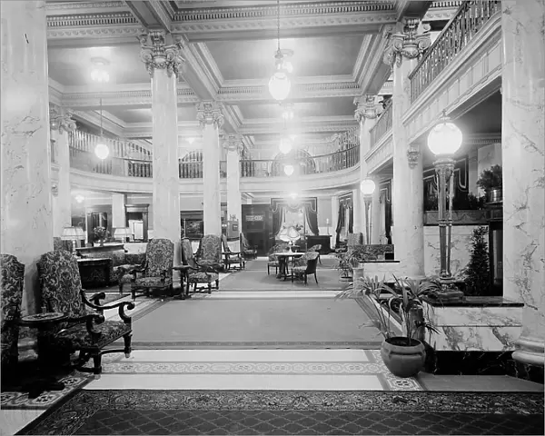 Hotel Utica, reception lobby, Utica, N.Y. between 1905 and 1915. Creator: Unknown