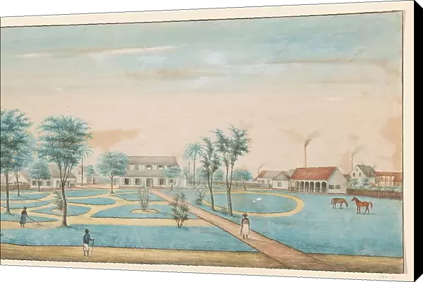 View of the sugar plantation Catharina Sophia, c.1860. Creator: Alexander Ludwich Brockmann