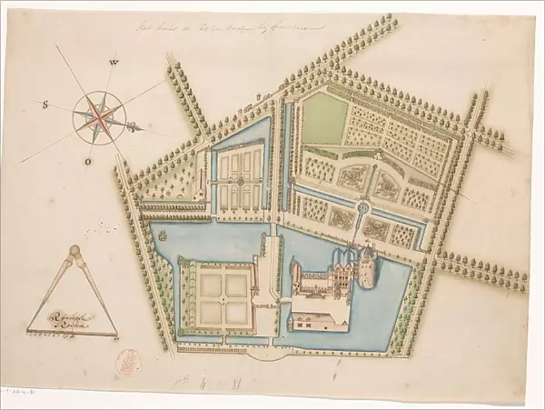 Map of Rosendael Castle, c.1650-before 1722. Creator: Anon