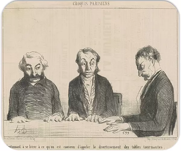Continuant... Le divertissement des tables tournantes... 19th century. Creator: Honore Daumier