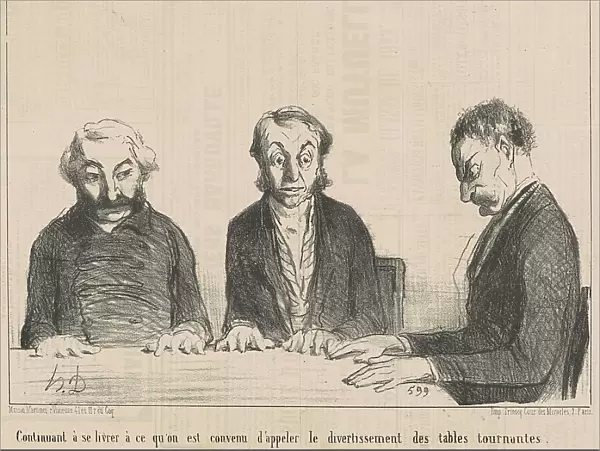 Continuant... Le divertissement des tables tournantes... 19th century. Creator: Honore Daumier