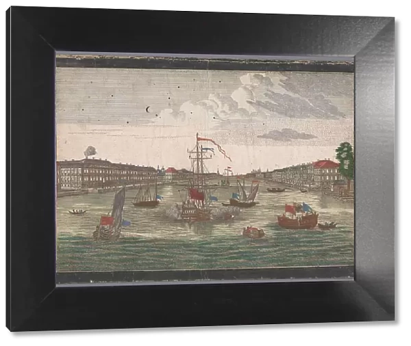 View of the Neva River in St Petersburg seen from the west side, 1700-1799. Creator: Anon