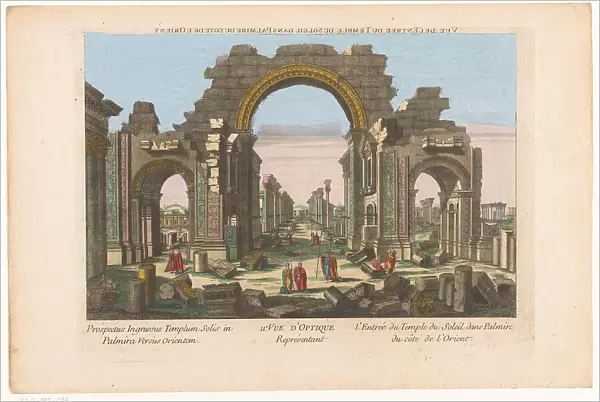 View of the ruins of the bow of the column gallery in Palmyra, seen from the east side, 1700-1799. Creator: Anon