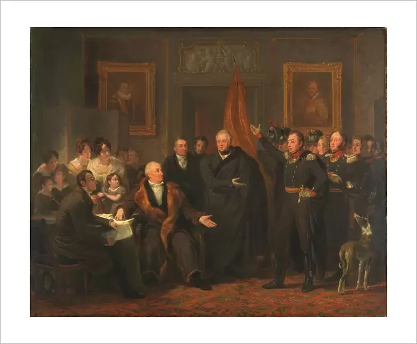 Triumvirate Assuming Power in the Name of the Prince of Orange, 21 November 1813, c.1828. Creator: Jan Willem Pieneman