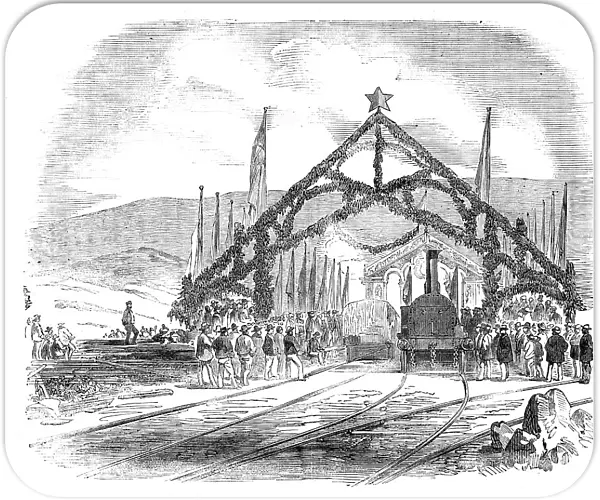 Opening of the Valparaiso and Santiago Railway - Train leaving the Valparaiso Station, 1856. Creator: Unknown