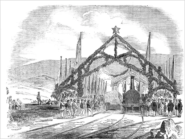 Opening of the Valparaiso and Santiago Railway - Train leaving the Valparaiso Station, 1856. Creator: Unknown
