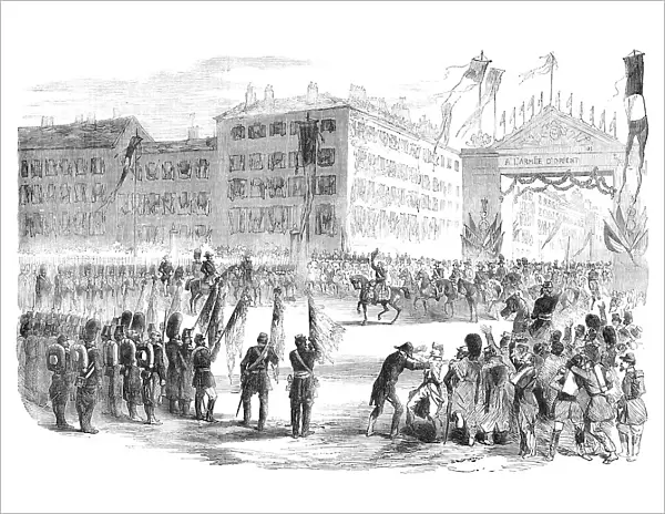 The Emperor Meeting the Crimean Troops on the Place de la Bastille, Paris, 1856. Creator: Unknown