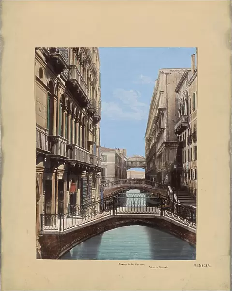 Bridge of Sighs and Palazzo Ducale in Venice, 1850-1876. Creator: Anon