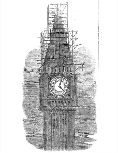 The Great Clock-Dial of the New Houses of Parliament, illuminated, 1856. Creator: Unknown