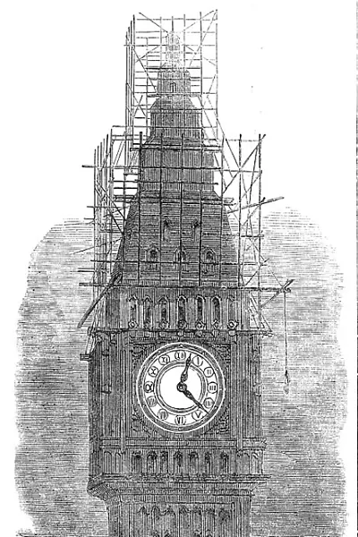 The Great Clock-Dial of the New Houses of Parliament, illuminated, 1856. Creator: Unknown