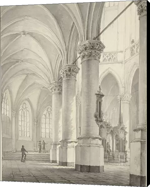 Interior of the Nieuwe Kerk in Delft, 1824. Creator: Johannes Jelgerhuis