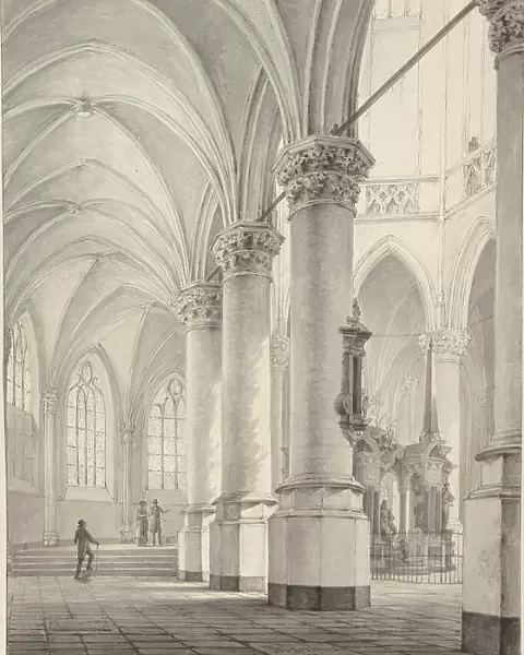 Interior of the Nieuwe Kerk in Delft, 1824. Creator: Johannes Jelgerhuis
