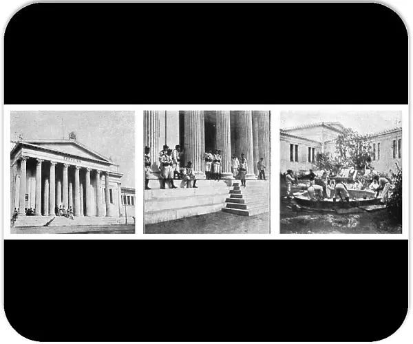 Les evenements de Grece; A Athens: les marins francais de garde au Zappeion, palais... 1916. Creator: Unknown