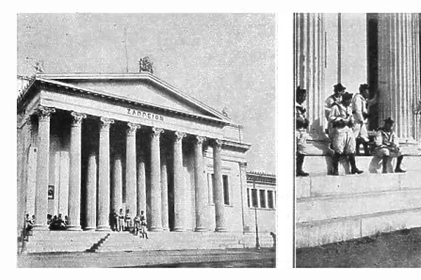 Les evenements de Grece; A Athens: les marins francais de garde au Zappeion, palais... 1916. Creator: Unknown