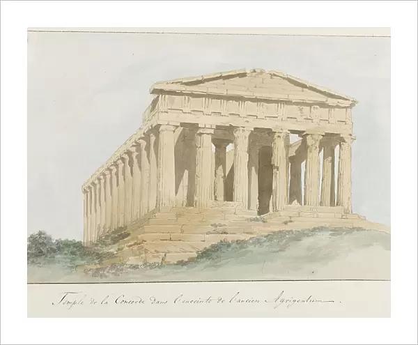 Concorde temple within walls of old Agrigentum, 1778. Creator: Louis Ducros