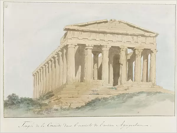 Concorde temple within walls of old Agrigentum, 1778. Creator: Louis Ducros