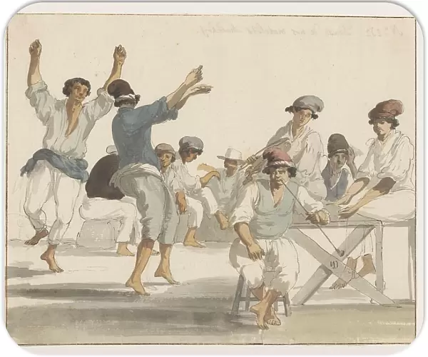 Dancing Maltese sailors, 1778. Creator: Louis Ducros