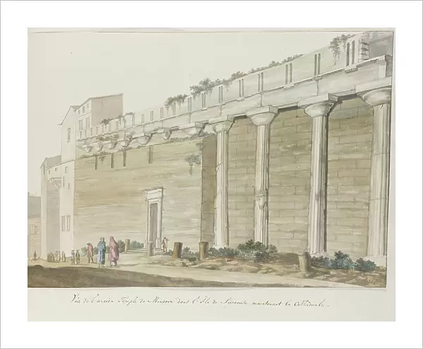 View of the old Temple of Athena (Minerva) on the island of Syracuse, 1778. Creator: Louis Ducros