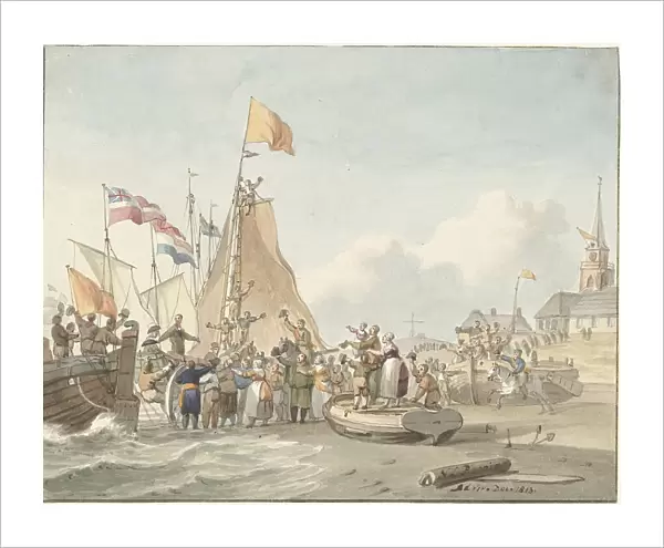 Arrival of Prince Willem Frederik in Scheveningen, November 30, 1813, (1813). Creator: Nicolaas Lodewyk Penning