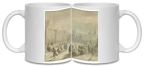Galgewater in Leiden with ice entertainment, 1639-1654. Creator: Karel Slabbaert