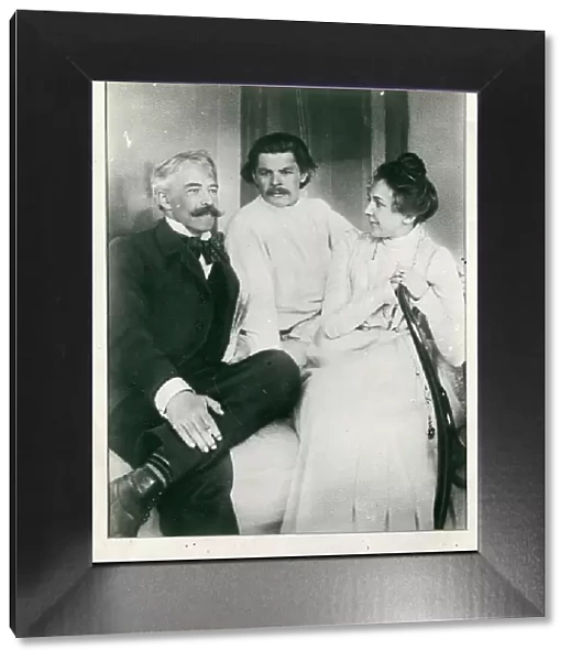 Konstantin Stanislavsky, Maxim Gorky and Maria Lilina, 1902. Creator: Anonymous