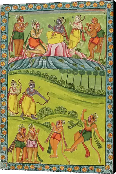 Rama Kills Vali, Folio from the 'Impey' Ramayana (Adventures of Rama), between c1770 and c1775. Creator: Unknown. Rama Kills Vali, Folio from the 'Impey' Ramayana (Adventures of Rama), between c1770 and c1775. Creator: Unknown