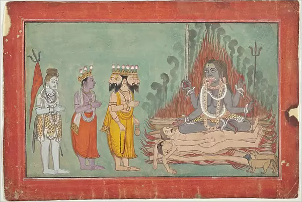 Shiva, Vishnu, and Brahma Adoring Kali (image 1 of 7), c1740. Creator: Unknown