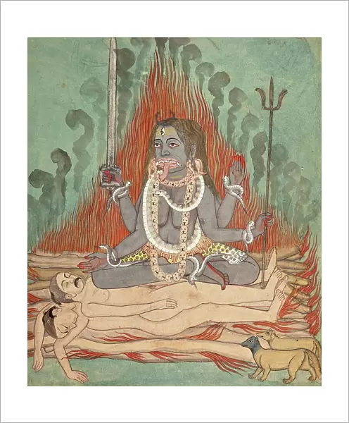 Shiva, Vishnu, and Brahma Adoring Kali (image 5 of 7), c1740. Creator: Unknown
