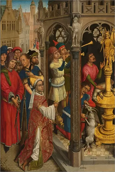 Augustine Sacrificing to an Idol of the Manichaeans (?), c.1480. Creator: Aert van den Bossche