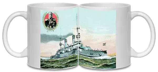 German warship Kaiser Wilhelm der Grosse, 20th century. Artist: Albert Sebille