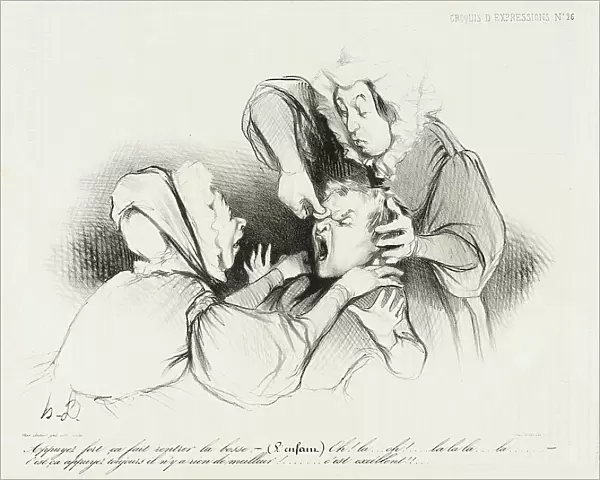 Appuyez fort, ça fait rentrer la bosse... 1838. Creator: Honore Daumier