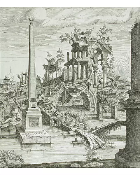 Landscape with Ruins, 1596. Creator: Hendrick Hondius I