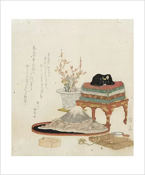 Still Life with Bonsai, Suiseki, and Stroking Ox, 1829. Creator: Ikeda Eisen