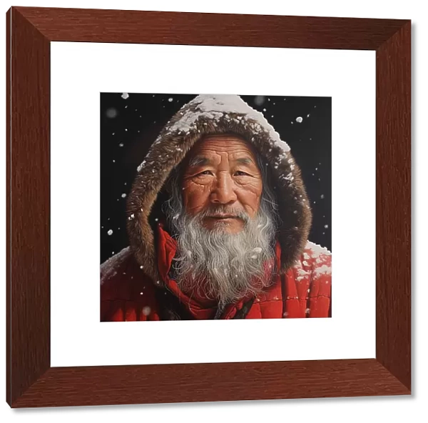 AI Image - Illustration of an East Asian Father Christmas, 2023. Creator: Heritage Images
