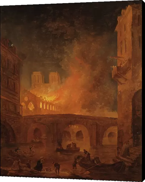 The Fire of Hôtel-Dieu in Paris 1772, (late 18th-early 19th century). Creator: Hubert Robert