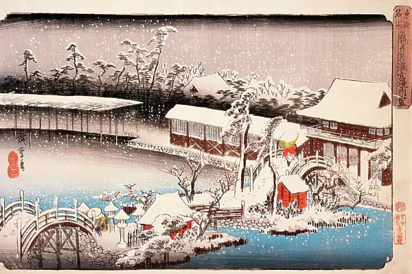 View of Kameido Tenmangu Shrine in Snow, c1832-38. Creator: Ando Hiroshige