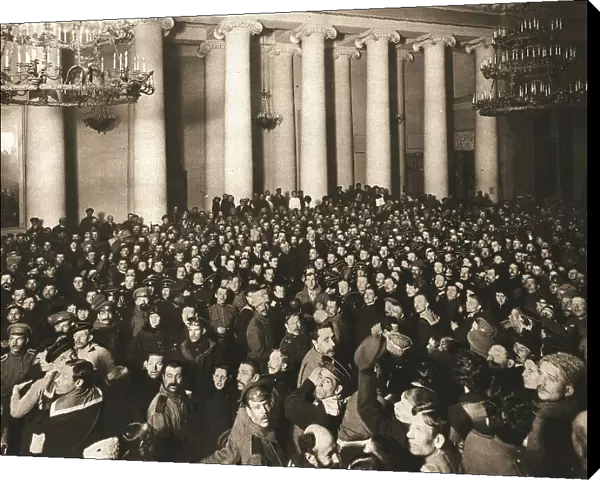 La Revolution Russe; Au Palais de Tauride: des soldats et des marins, auxquels se sont melés...1917 Creator: Unknown